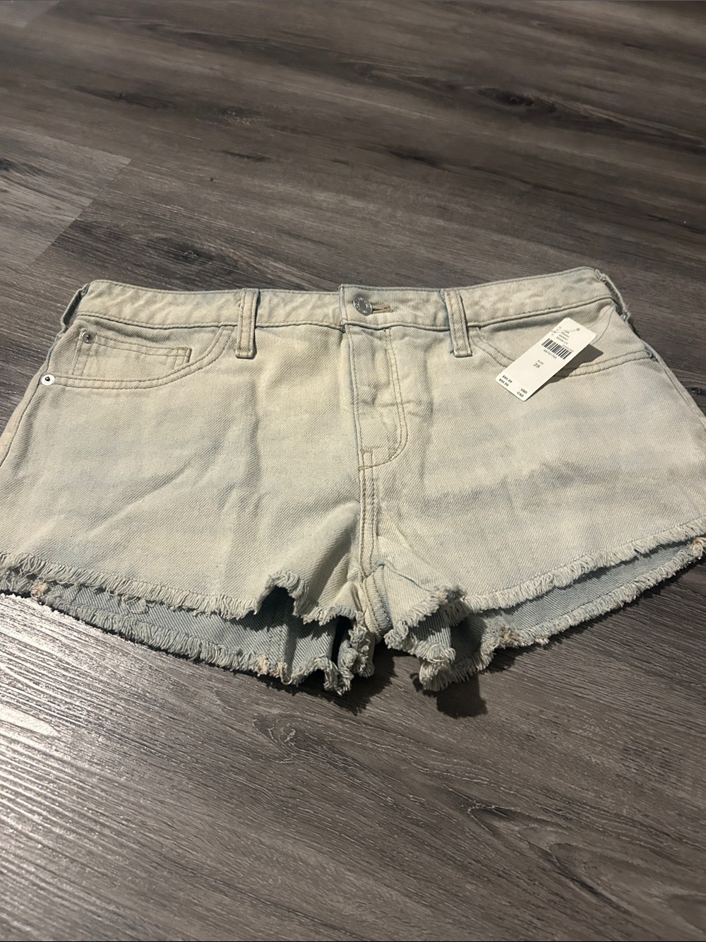 Pilcro Light Blue Frayed Hem Denim Shorts